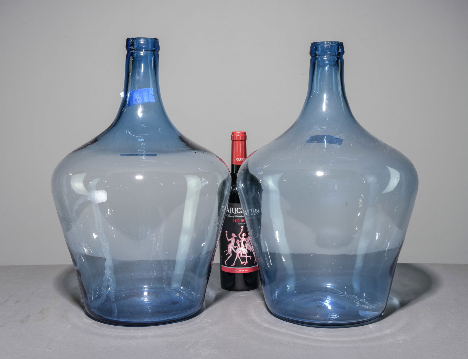 Two Blue Glass Demijohns / Bottles (1 of 3)