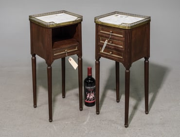 2 Louis XVI Style Marble Top Occasional Tables