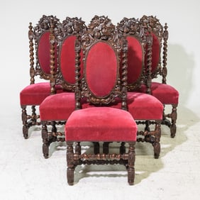 Louis XIII Style Set of 6 French Twist Dining Chairs