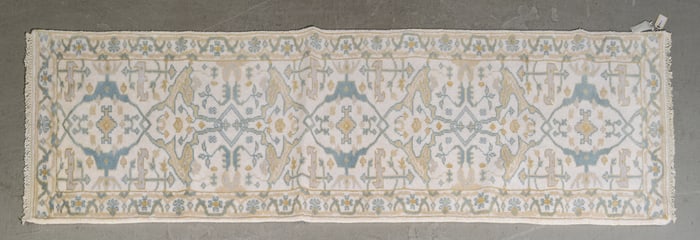 Hand Knotted Oushak Runner Rug - 9'10 x 2'9