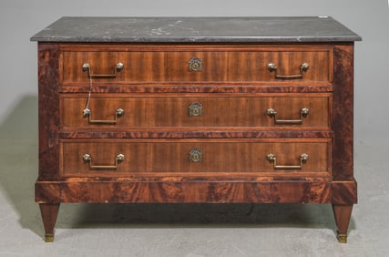 Louis XVI Style Marble Top Three Drawer Chest c.1900