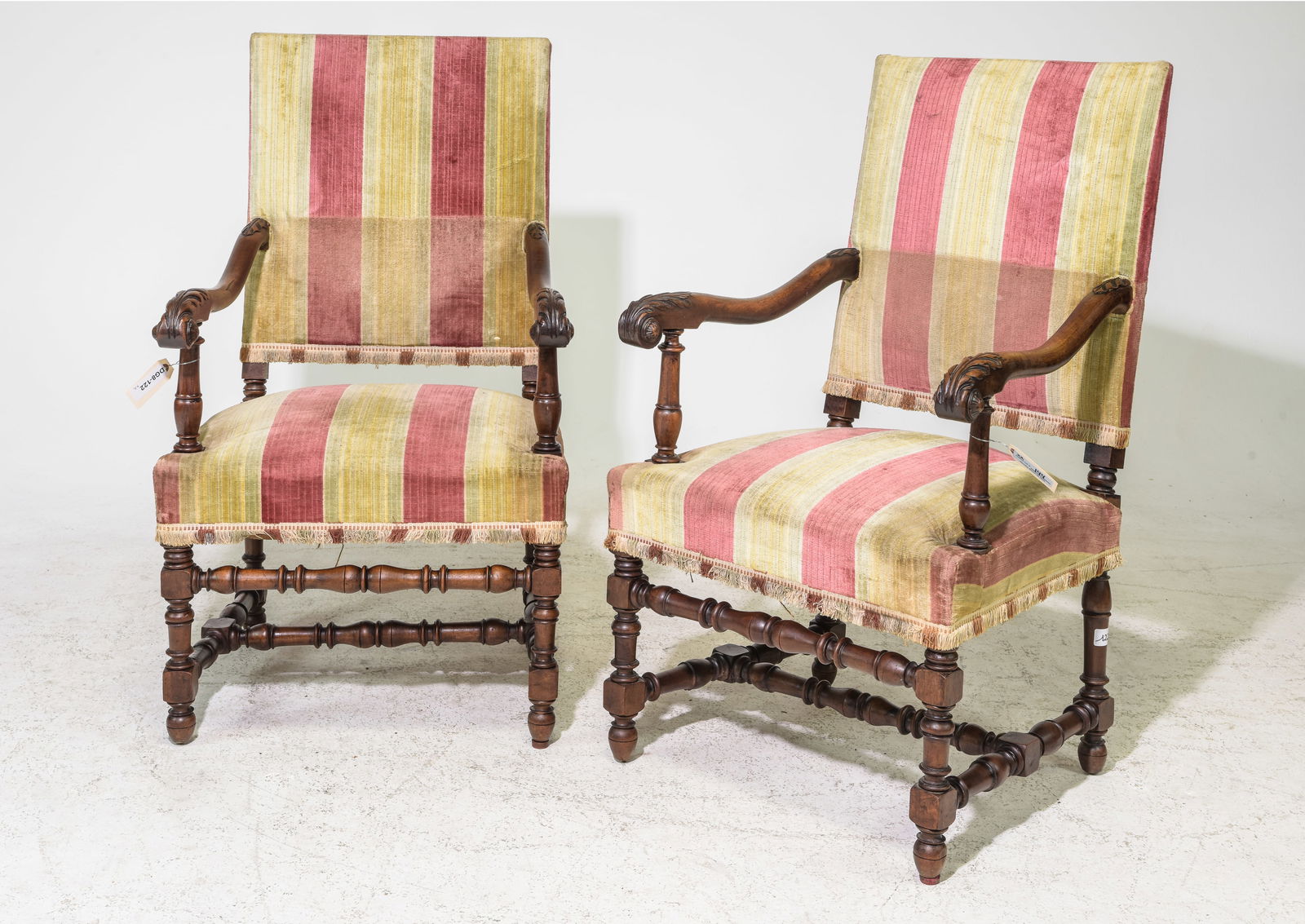 2 French Walnut Fireside Arm Chairs c.1920's (1 of 4)