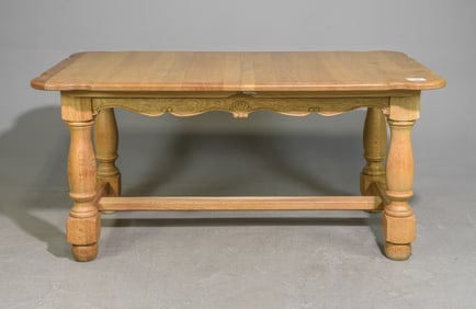 Solid Oak Farmhouse Table with Turned Legs