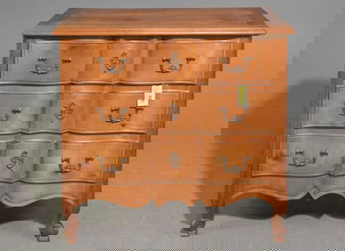 French Arbalette Cherry Three Drawer Chest