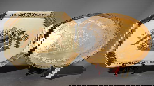 Two Decorated Metal Tole Trays