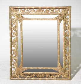 French Art Nouveau Large Gold Framed Mirror