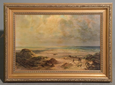 Gold Framed Coastal Oil on Canvas c.1900's