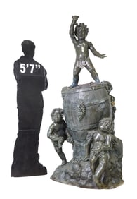 Large Bronze Fountain with Cherubs & Grapes