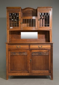 Art Nouveau / Arts & Crafts Oak Double Buffet #2
