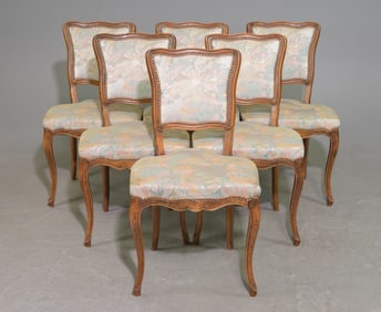 Louis XV Style Set of 6 Walnut Dining Chairs