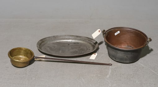 3pcs - French Copper Pot & Two Pans