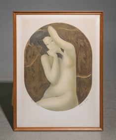 Framed Alain Bonnefoit Nude Lithograph