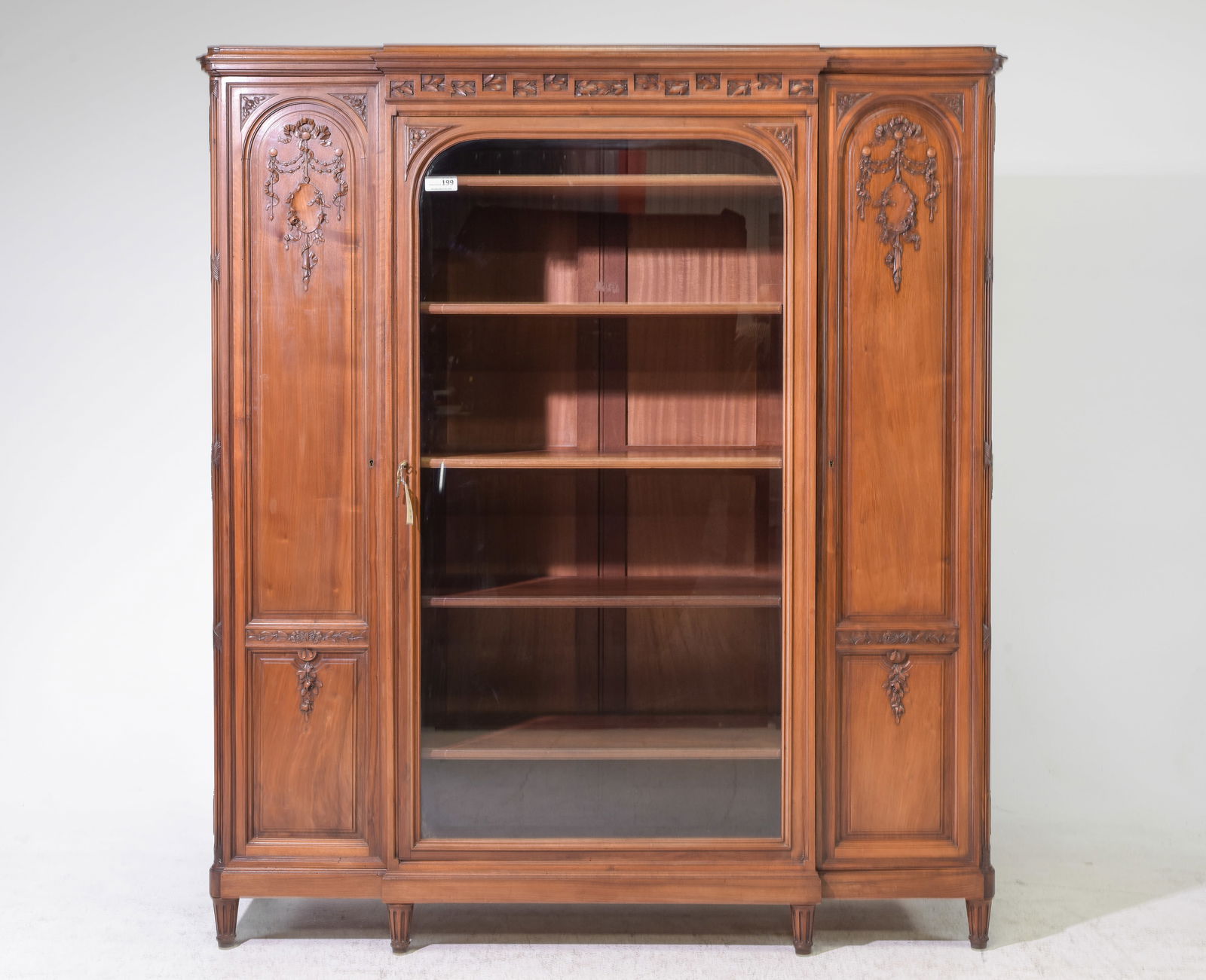 Louis XVI Style Triple Door Bookcase / Cupboard (1 of 8)