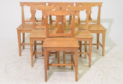 Set Of 6 Swedish Pine Dining Chairs