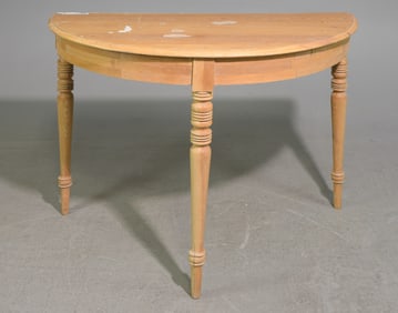 Swedish Pine Turned Leg Demilune Hall Table #2