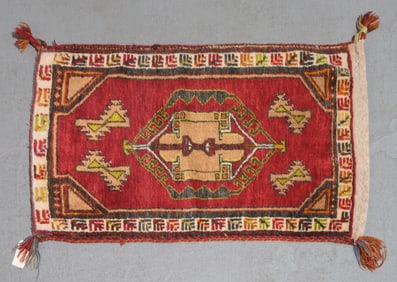 Hand Knotted Yastik Throw Rug - 3'3 x 2'