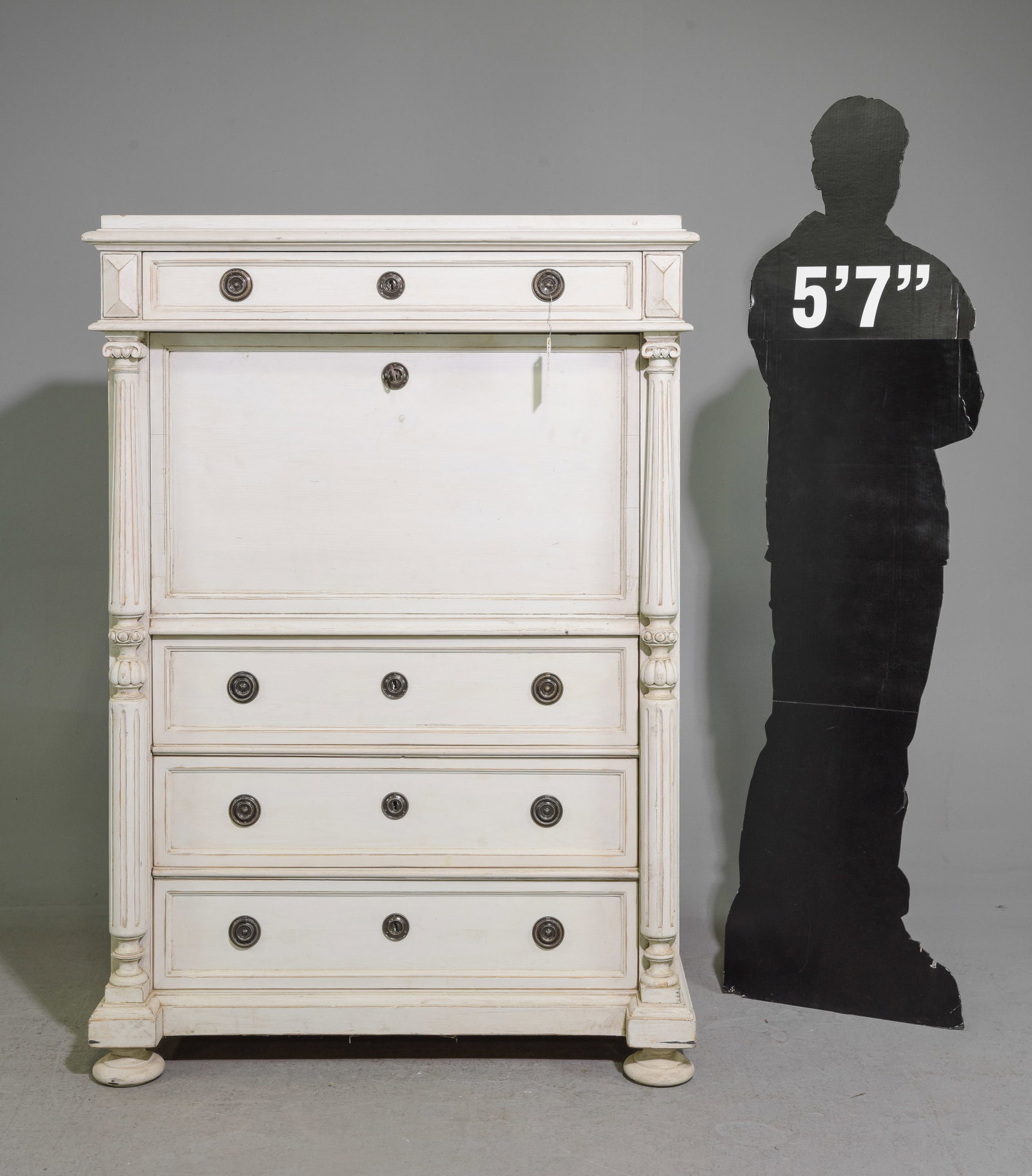 Swedish Painted Secretary Abattant: Swedish Painted Secretary Abattant - 57 in tall x 40 x 22