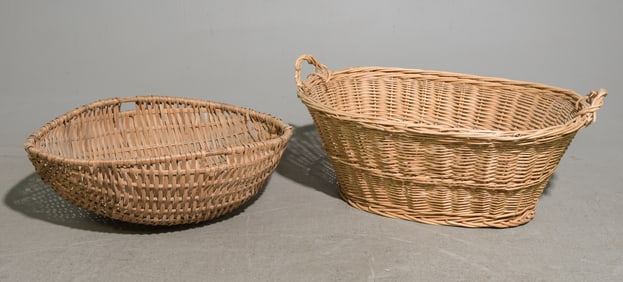 2 Swedish Woven Wicker Baskets