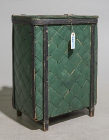 Swedish Green Woven Picking Basket with Straps