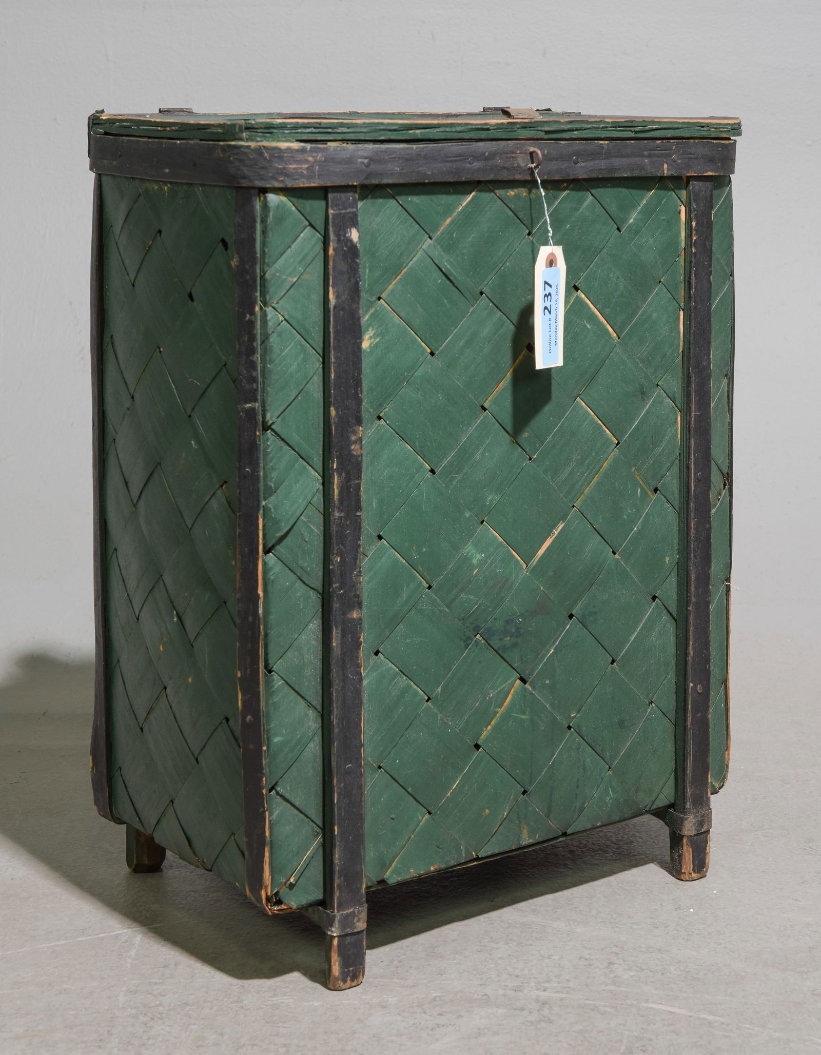 Swedish Green Woven Picking Basket with Straps (1 of 3)