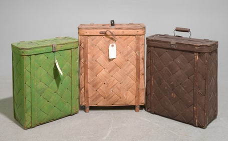 3 Assorted Swedish Woven Baskets / Carriers