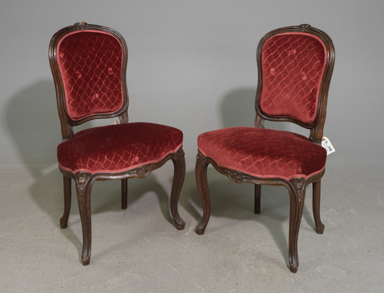 Victorian Style Mahogany Pair of Occasional Chairs: French Victorian Style Mahogany Pair of Occasional Chairs - 47 in tall x 21 x 21 each with a seat height of 19 inches