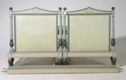 French Empire Style Pair of "Twin" Beds with Rails