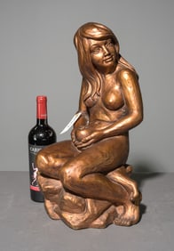 Vintage Nude Woman with Appel Statue c.1962