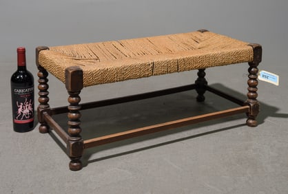 English Rope Cord Oak Stool