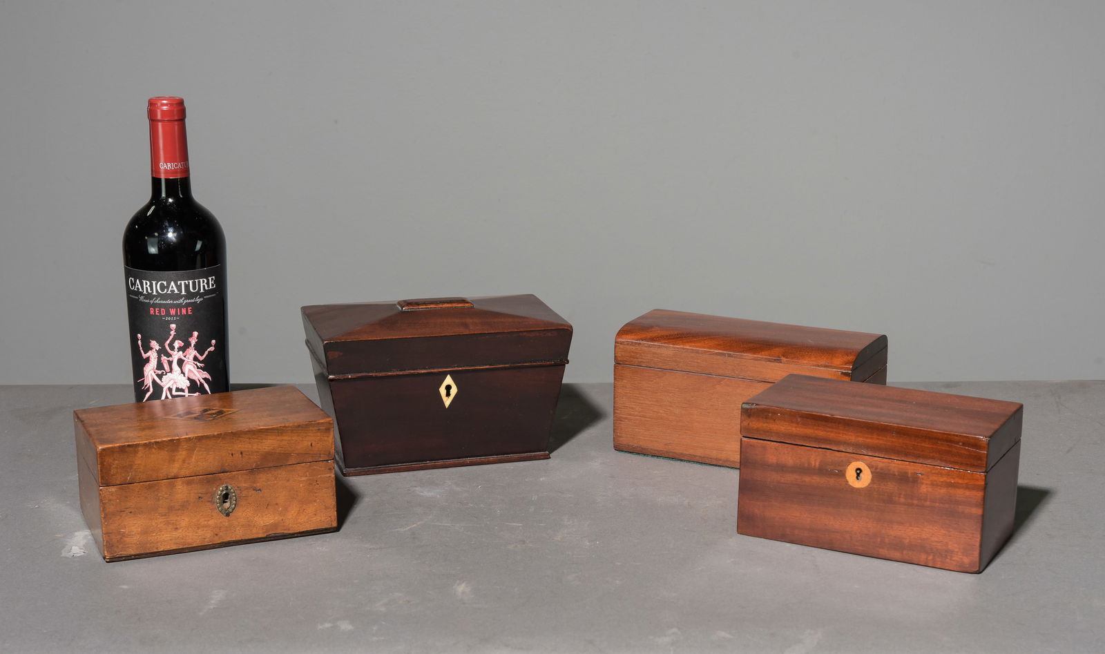 Four Assorted English Tea / Tabacco Caddies (1 of 6)
