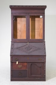 Swedish Carved Secretary Bookcase