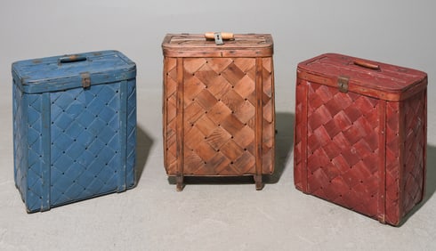 Three Assorted Swedish Woven Picking Baskets #1