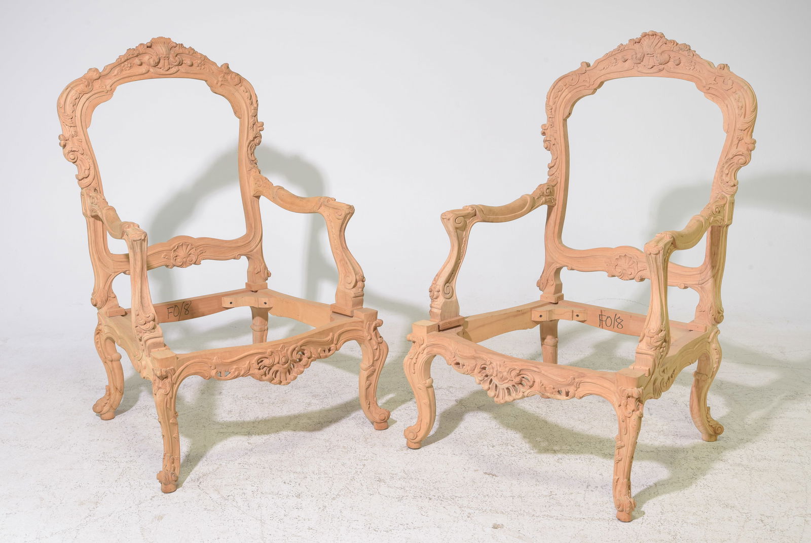 French Style Pair Of Carved Arm Chair Frames (1 of 3)