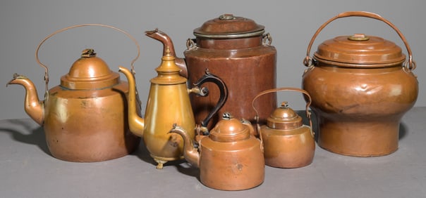 6 Assorted Swedish Copper Tea / Coffee Kettles #1