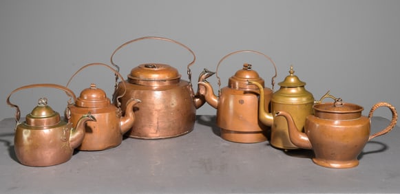 6 Assorted Swedish Copper Tea / Coffee Kettles #2