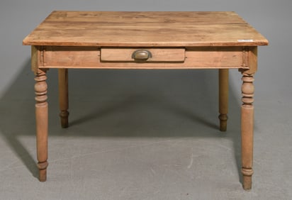 English Pine Single Drawer Turned Leg Table