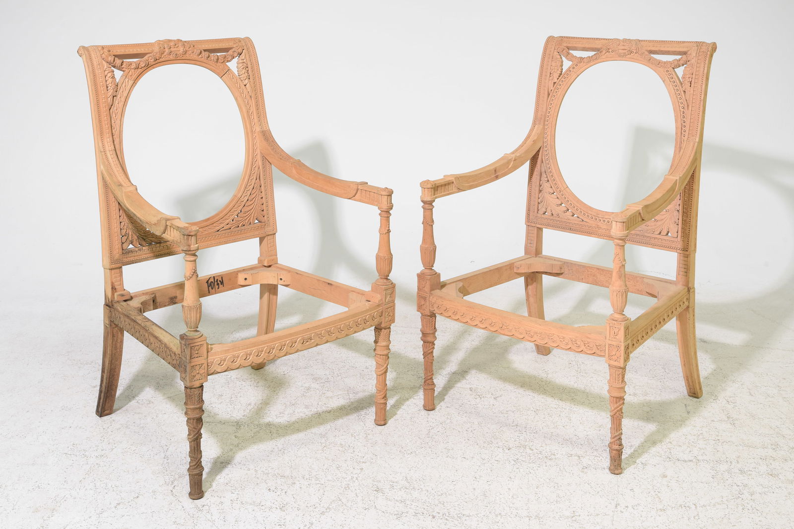 French Style Pair Of Carved Arm Chair Frames (1 of 4)