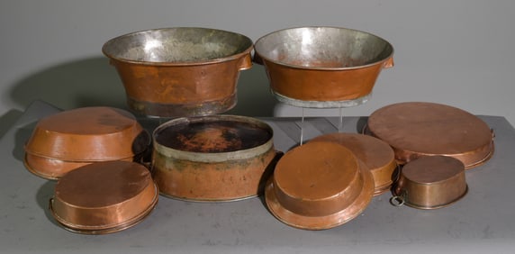 15 Assorted Swedish Copper Basins / Pans