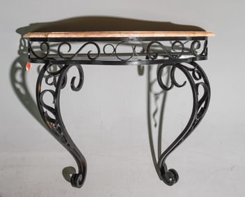 French Iron Marble Top Wall Console
