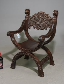 Spanish Style Carved Oak Queens Throne Chair