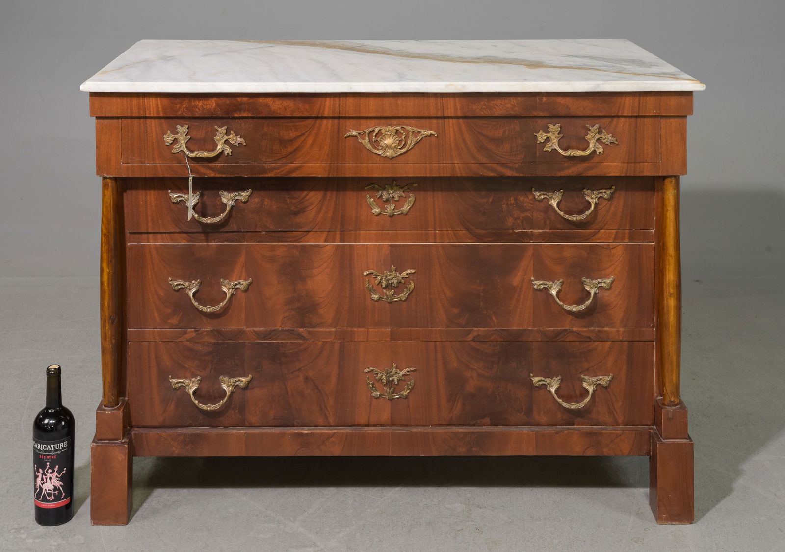 Empire Style White Marble Top Four Drawer Chest #2 (1 of 6)
