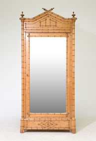 Faux Bamboo Beveled Mirror Door Robe