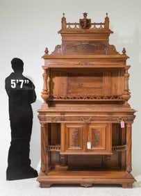 Henri II Style Walnut Marble Top Server / Buffet