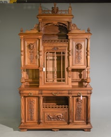 Henri II Style Walnut Large Double Buffet / Cupboard