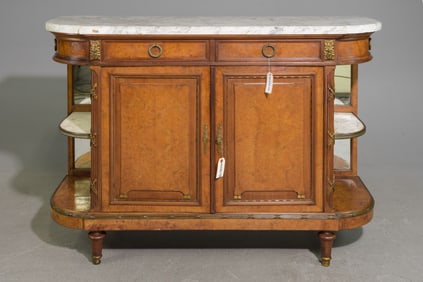 Louis XVI Style Curved Marble Top Buffet / Sideboard