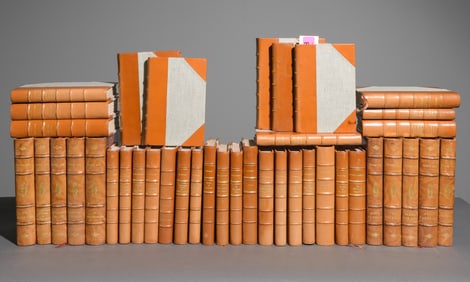 40 Assorted European Leather Bound Books / Novels