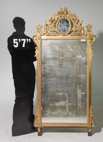 French Gold Gilded Floral Carved Framed Mirror