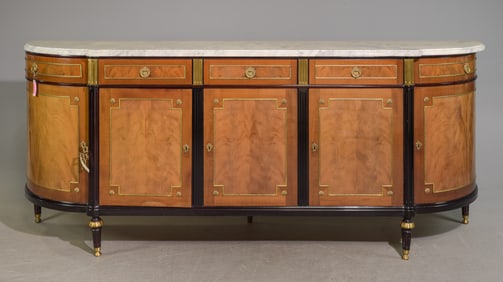 Louis XVI Style White Marble Top Sideboard