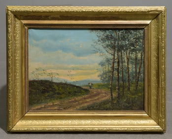 Antique Gold Framed Oil on Canvas Landscape c.1908