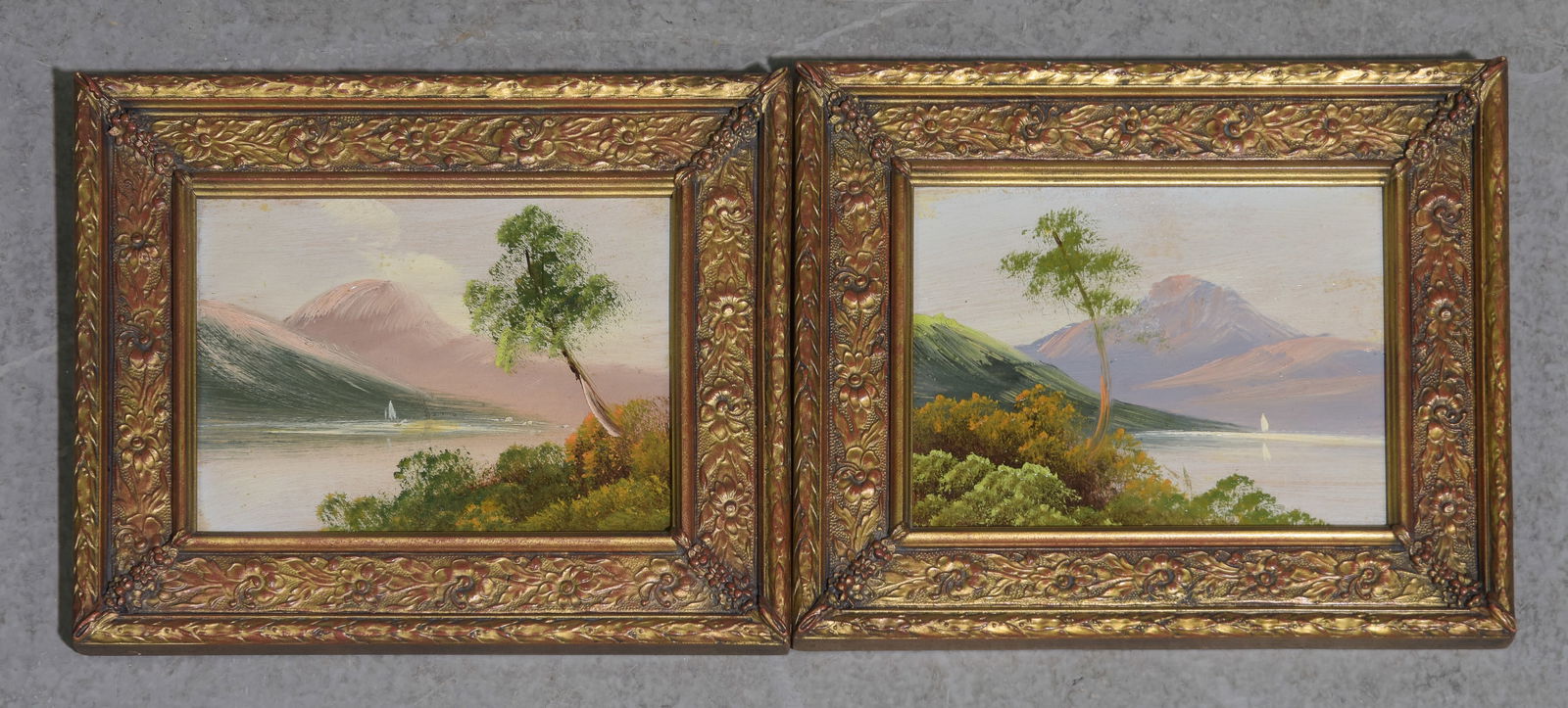 2 Small Gold Framed Oil on Board Landscapes (1 of 4)